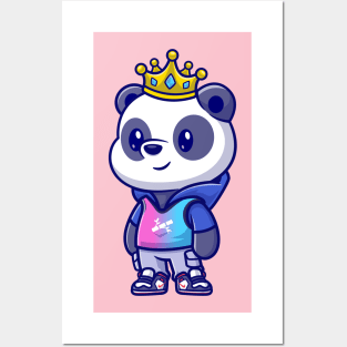 Cute Cool Panda Wearing Hoodie Cartoon Posters and Art